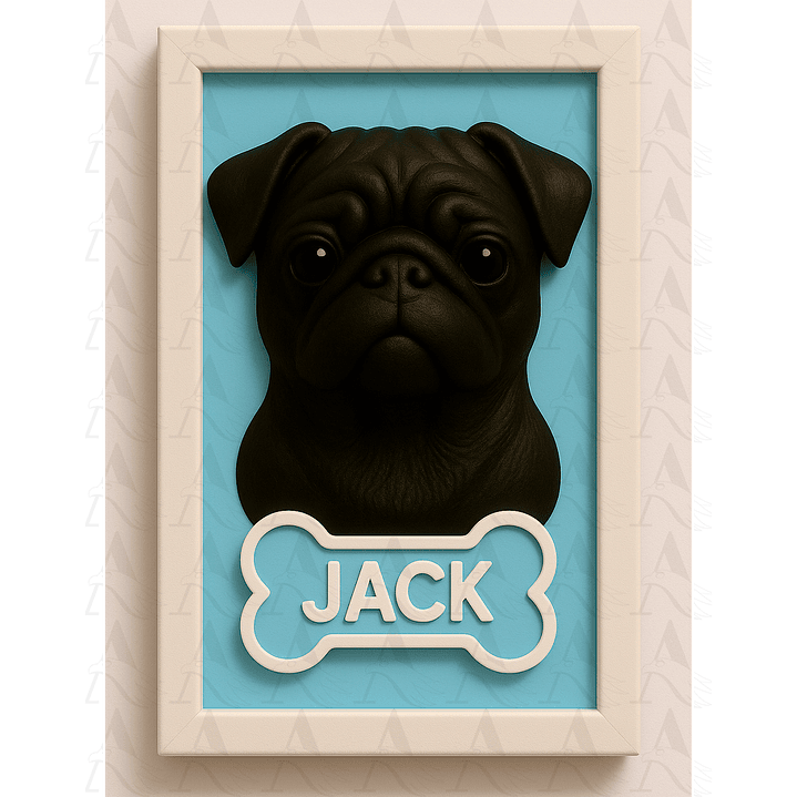 Cuadro Mascota Efecto 3D - Pug 9