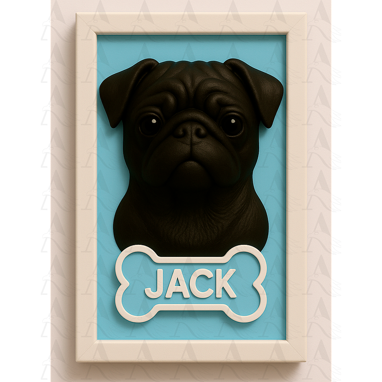 Cuadro Mascota Efecto 3D - Pug 9