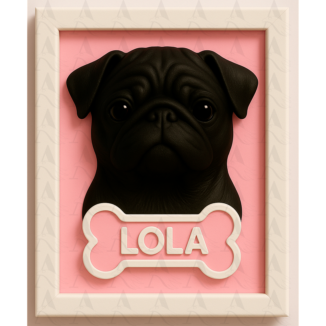 Cuadro Mascota Efecto 3D - Pug 8