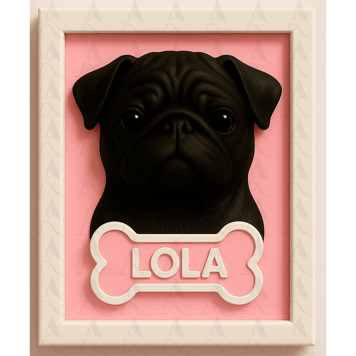 Cuadro Mascota Efecto 3D - Pug 8