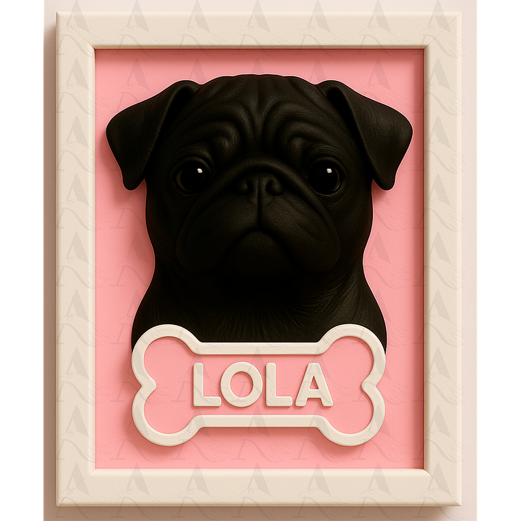 Cuadro Mascota Efecto 3D - Pug 8