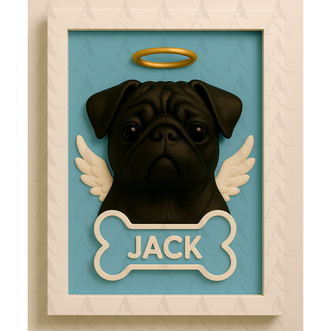 Cuadro Mascota Efecto 3D - Pug 12