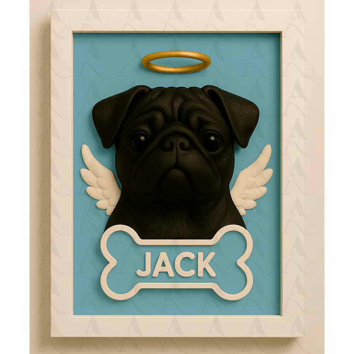 Cuadro Mascota Efecto 3D - Pug 12