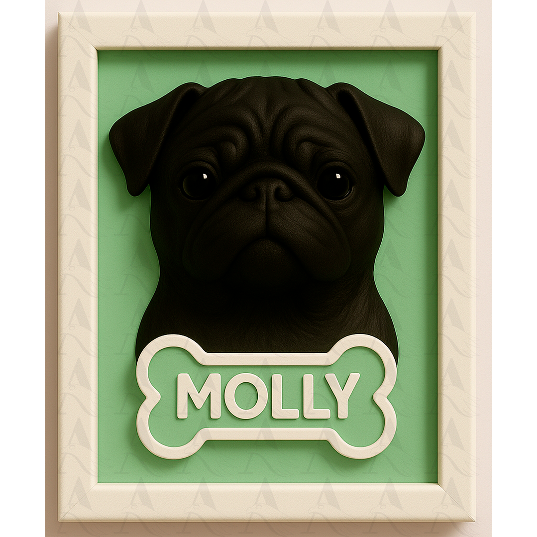 Cuadro Mascota Efecto 3D - Pug 7