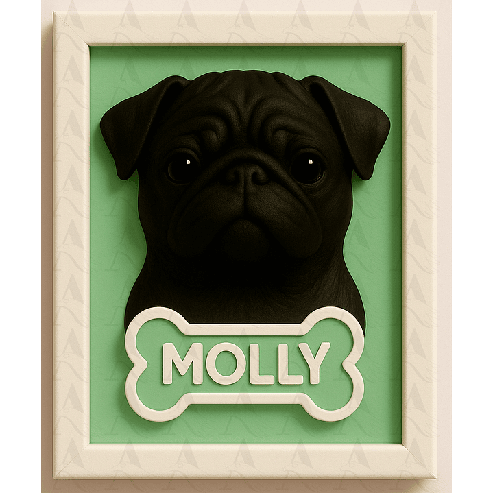 Cuadro Mascota Efecto 3D - Pug 7