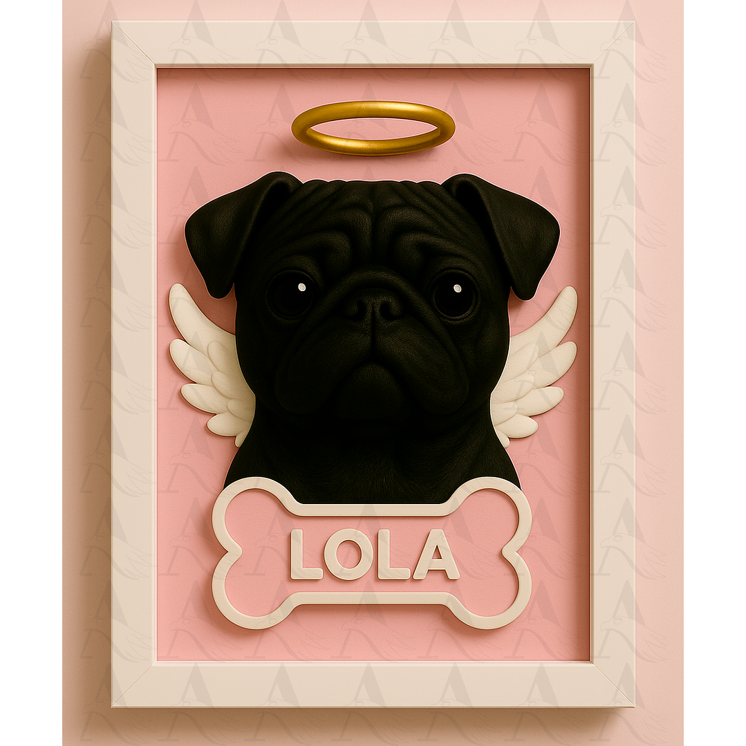Cuadro Mascota Efecto 3D - Pug 11