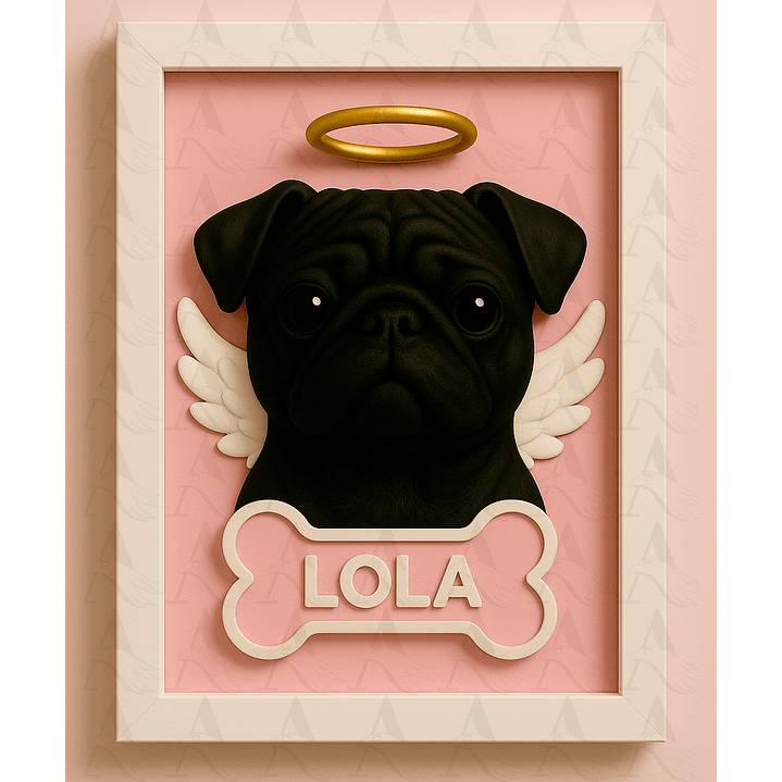 Cuadro Mascota Efecto 3D - Pug 11