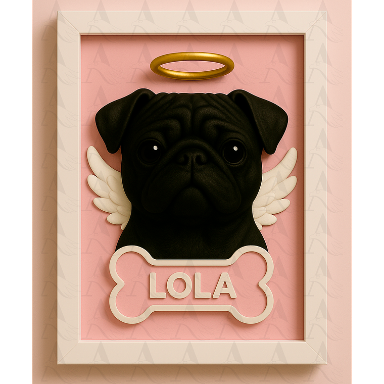 Cuadro Mascota Efecto 3D - Pug 11