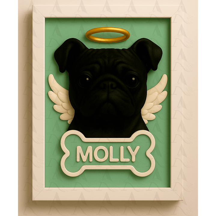 Cuadro Mascota Efecto 3D - Pug 10