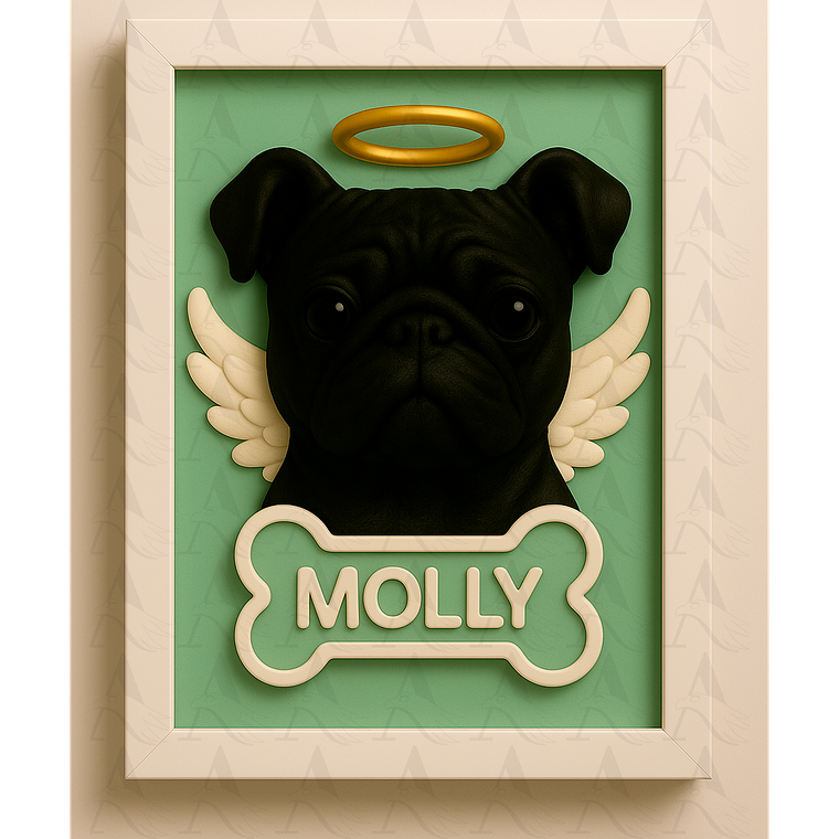 Cuadro Mascota Efecto 3D - Pug 10