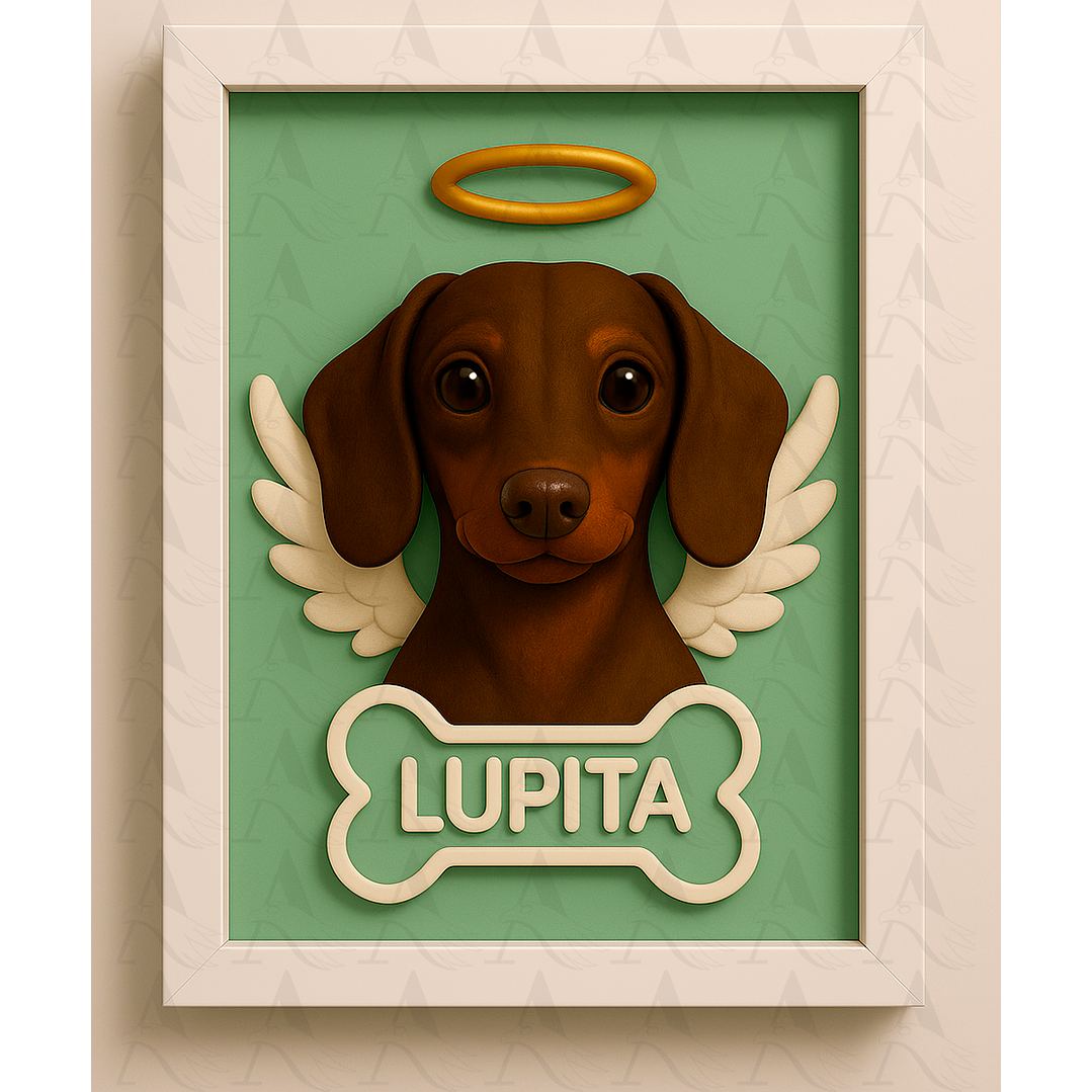 Cuadro Mascota Efecto 3D - Salchicha 4