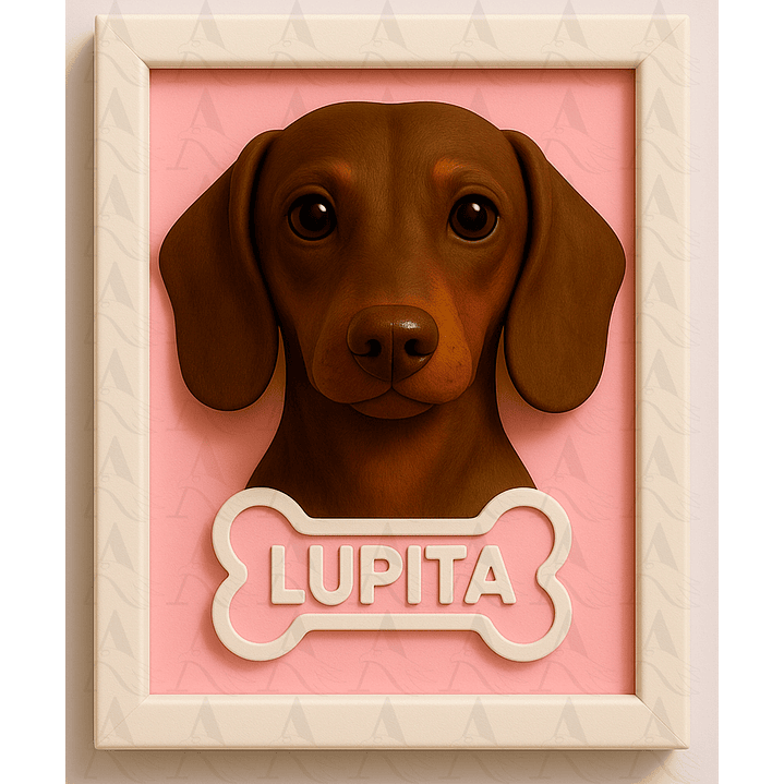 Cuadro Mascota Efecto 3D - Salchicha 2