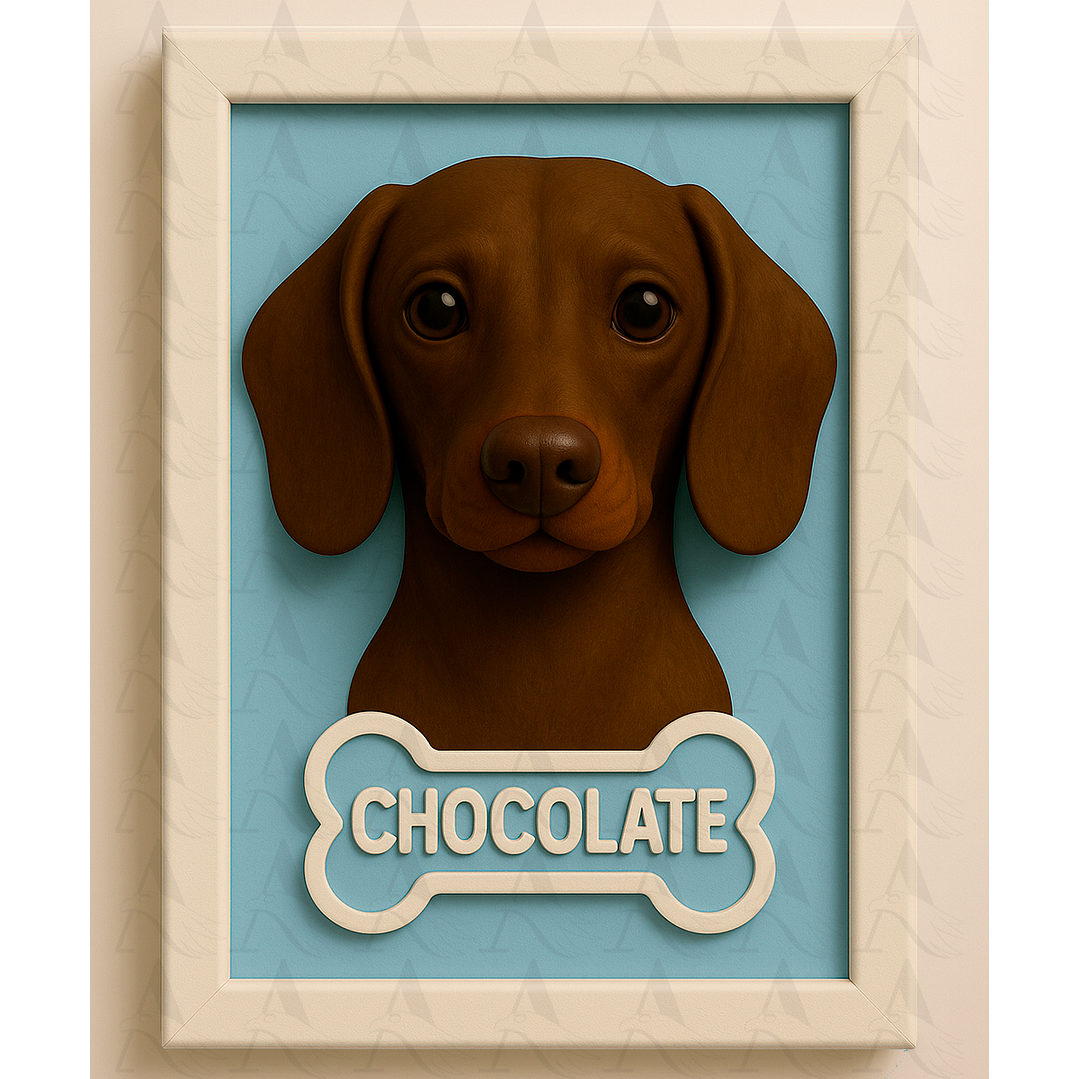 Cuadro Mascota Efecto 3D - Salchicha 3