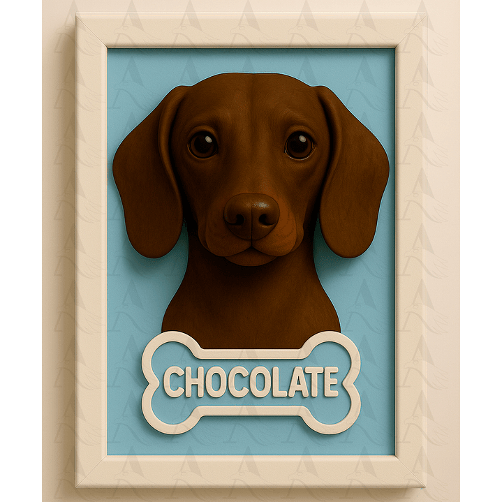 Cuadro Mascota Efecto 3D - Salchicha 3