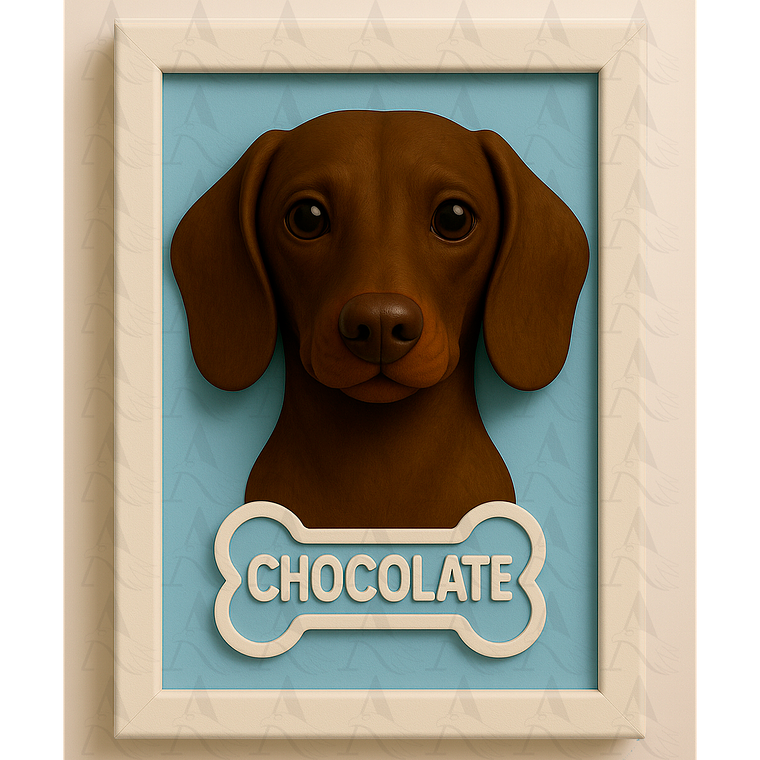 Cuadro Mascota Efecto 3D - Salchicha 3