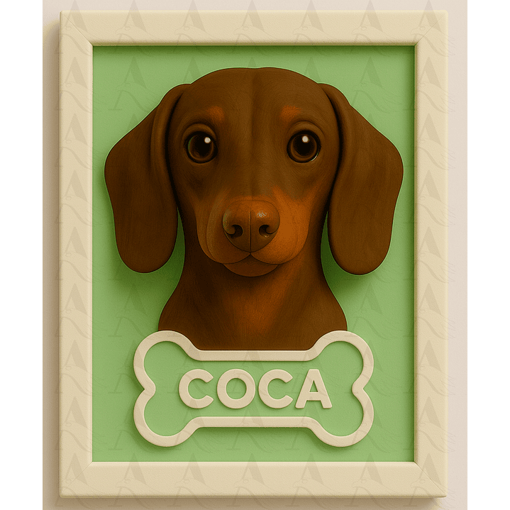 Cuadro Mascota Efecto 3D - Salchicha 1