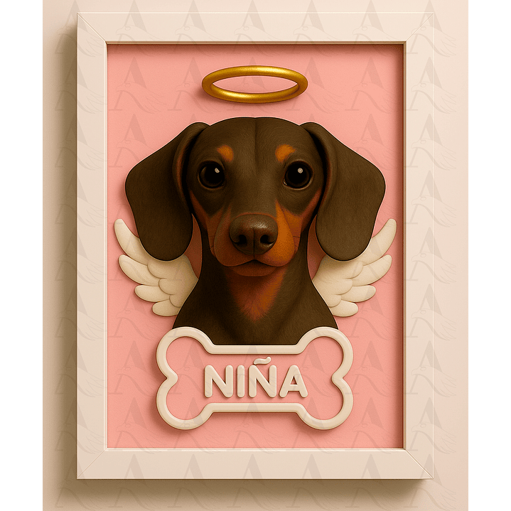 Cuadro Mascota Efecto 3D - Salchicha 11