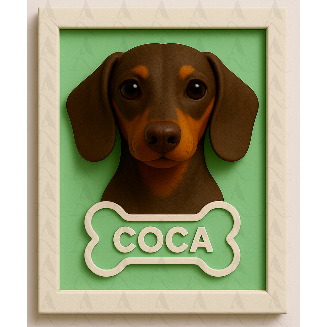 Cuadro Mascota Efecto 3D - Salchicha 7