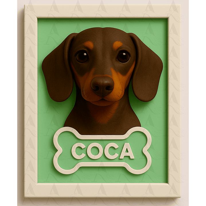 Cuadro Mascota Efecto 3D - Salchicha 7