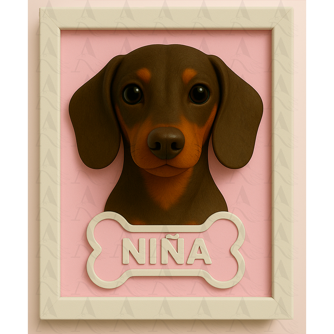 Cuadro Mascota Efecto 3D - Salchicha 8