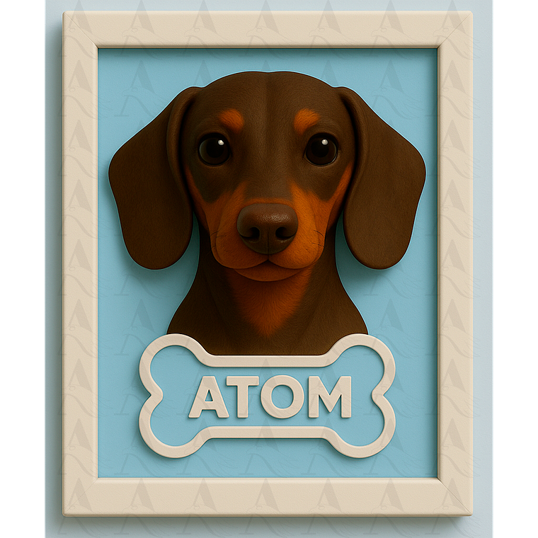 Cuadro Mascota Efecto 3D - Salchicha 9