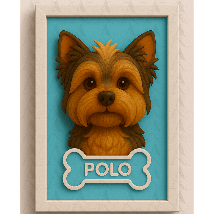 Cuadro Mascota Efecto 3D - Yorkshire Terrier 2