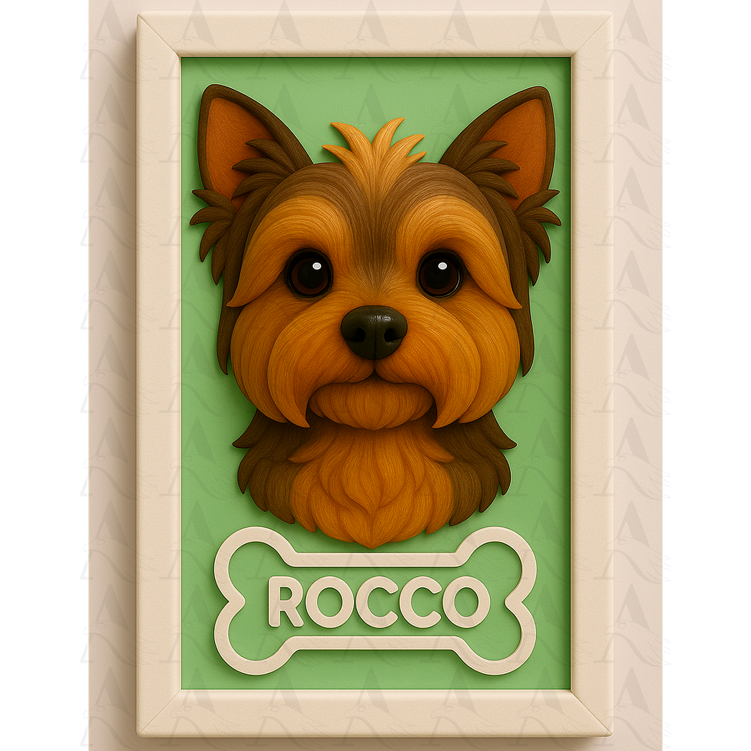 Cuadro Mascota Efecto 3D - Yorkshire Terrier 1