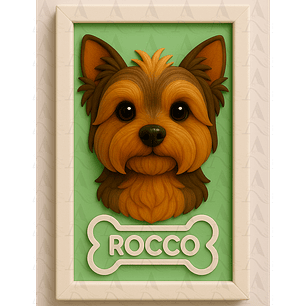 Cuadro Mascota Efecto 3D - Yorkshire Terrier