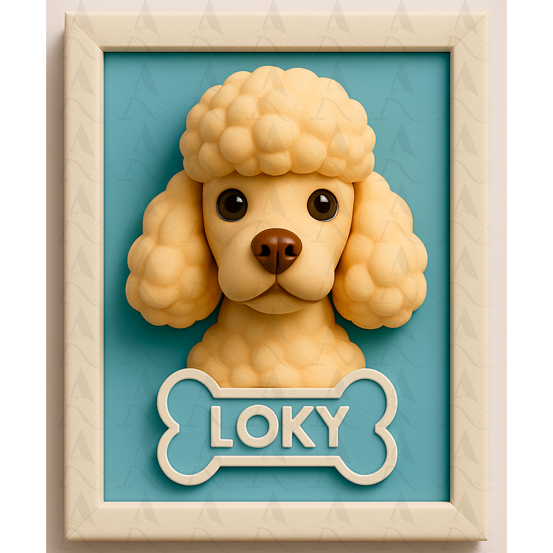 Cuadro Mascota Efecto 3D - Poodle 3