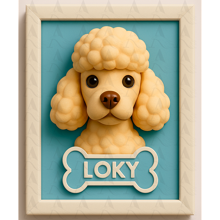 Cuadro Mascota Efecto 3D - Poodle 3
