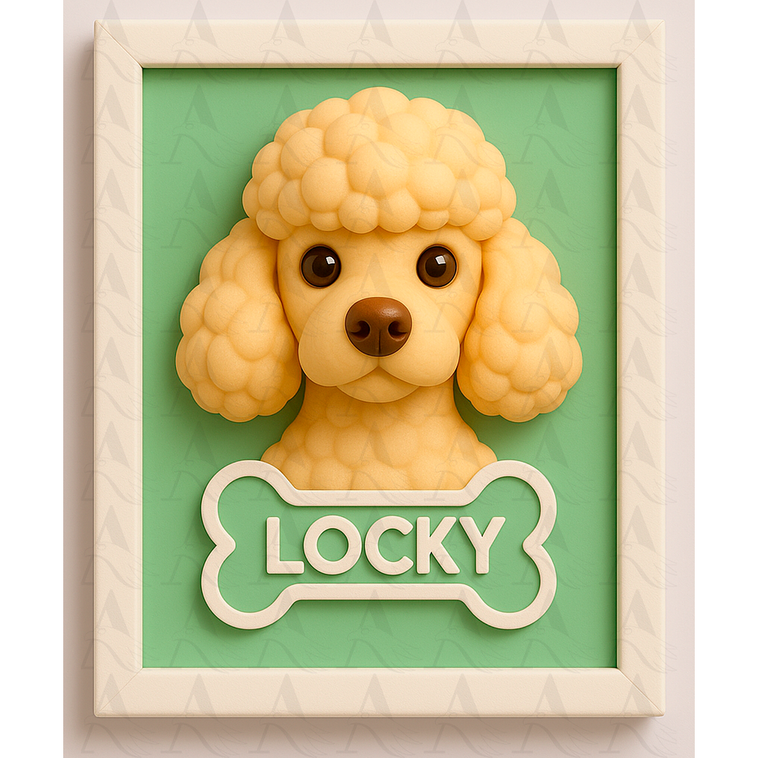 Cuadro Mascota Efecto 3D - Poodle 1