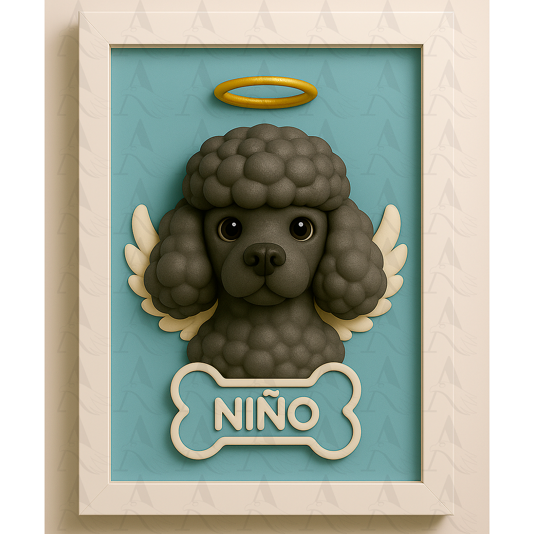 Cuadro Mascota Efecto 3D - Poodle 18