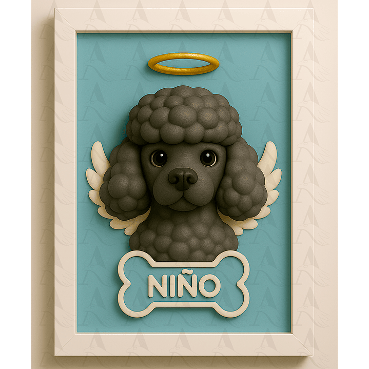 Cuadro Mascota Efecto 3D - Poodle 18