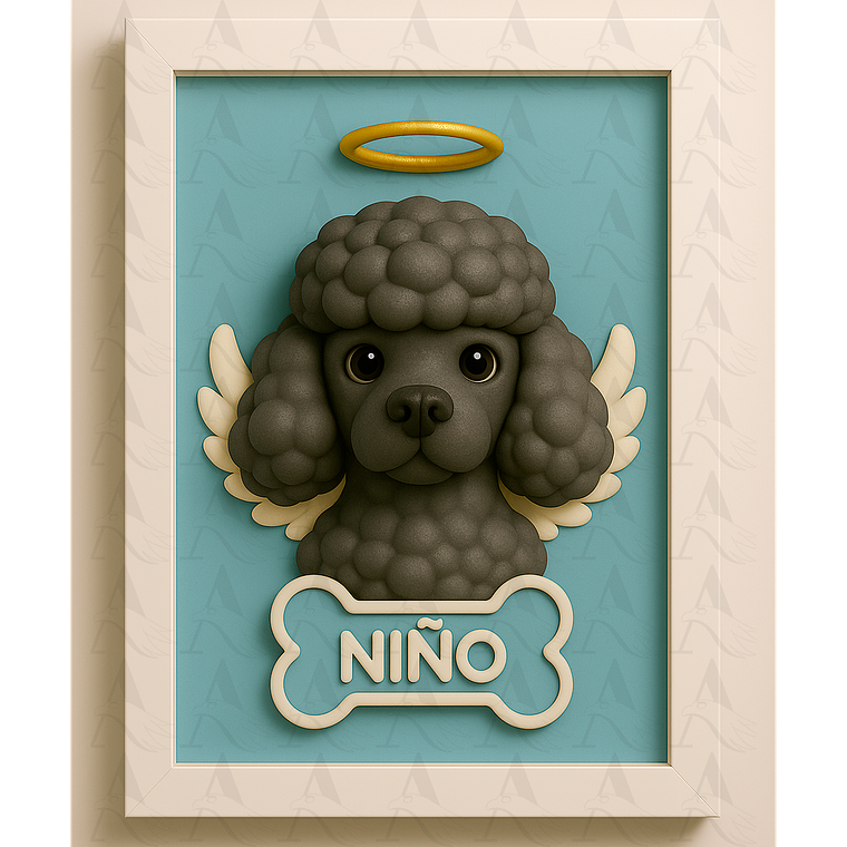 Cuadro Mascota Efecto 3D - Poodle 18