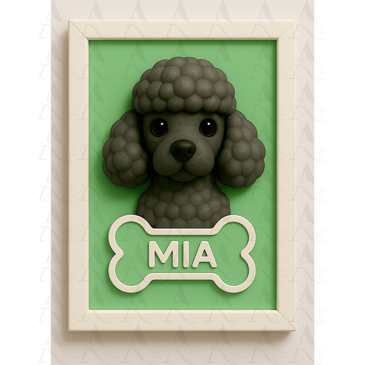 Cuadro Mascota Efecto 3D - Poodle 13