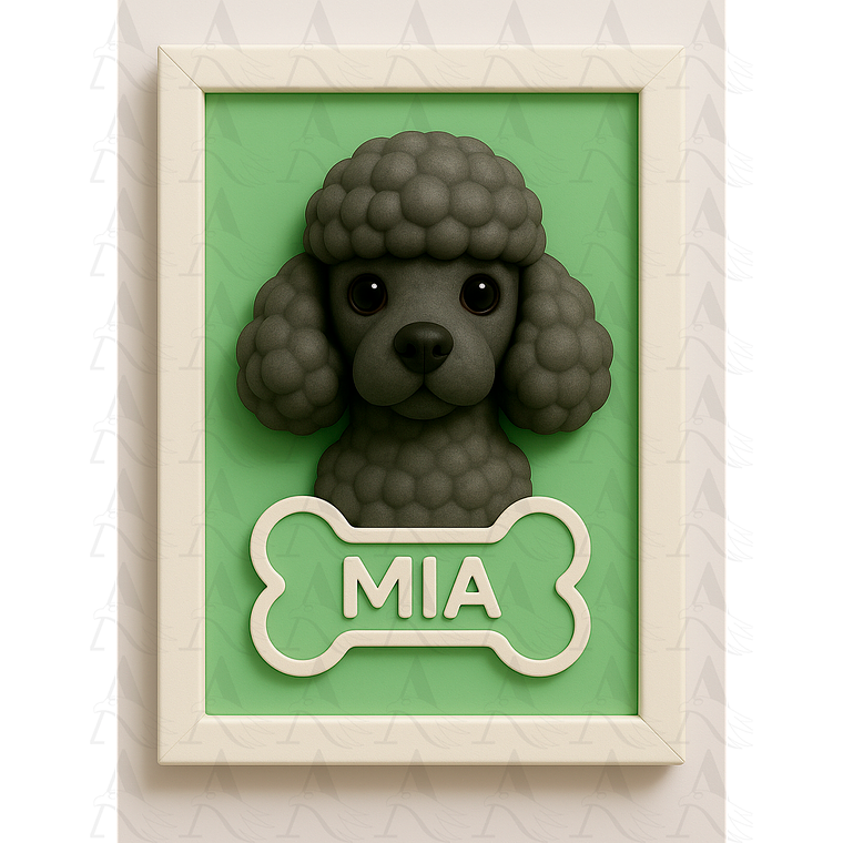 Cuadro Mascota Efecto 3D - Poodle 13