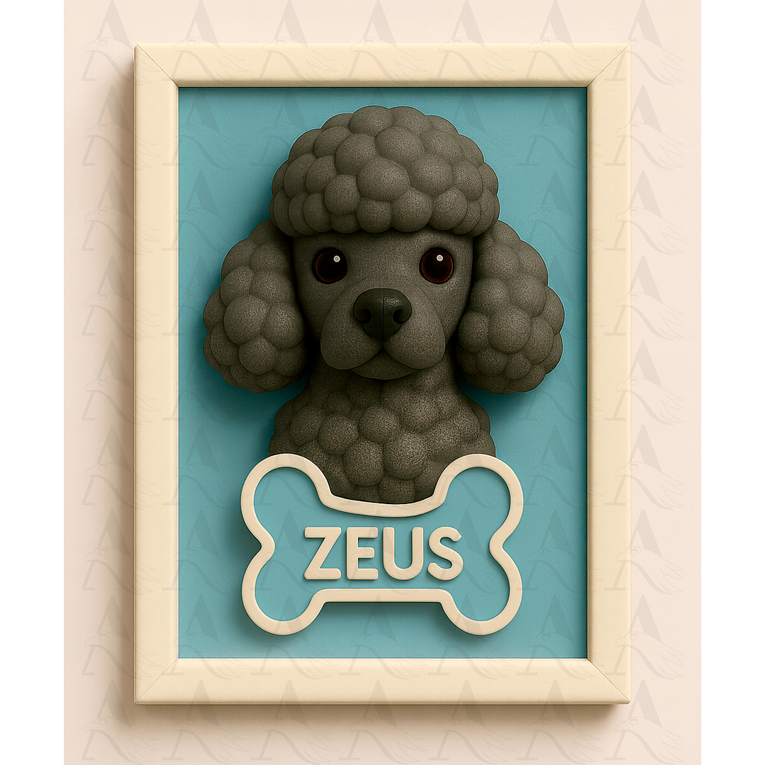 Cuadro Mascota Efecto 3D - Poodle 15