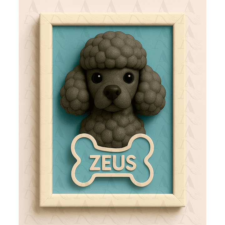 Cuadro Mascota Efecto 3D - Poodle 15