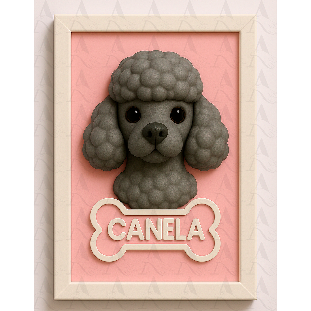 Cuadro Mascota Efecto 3D - Poodle 14
