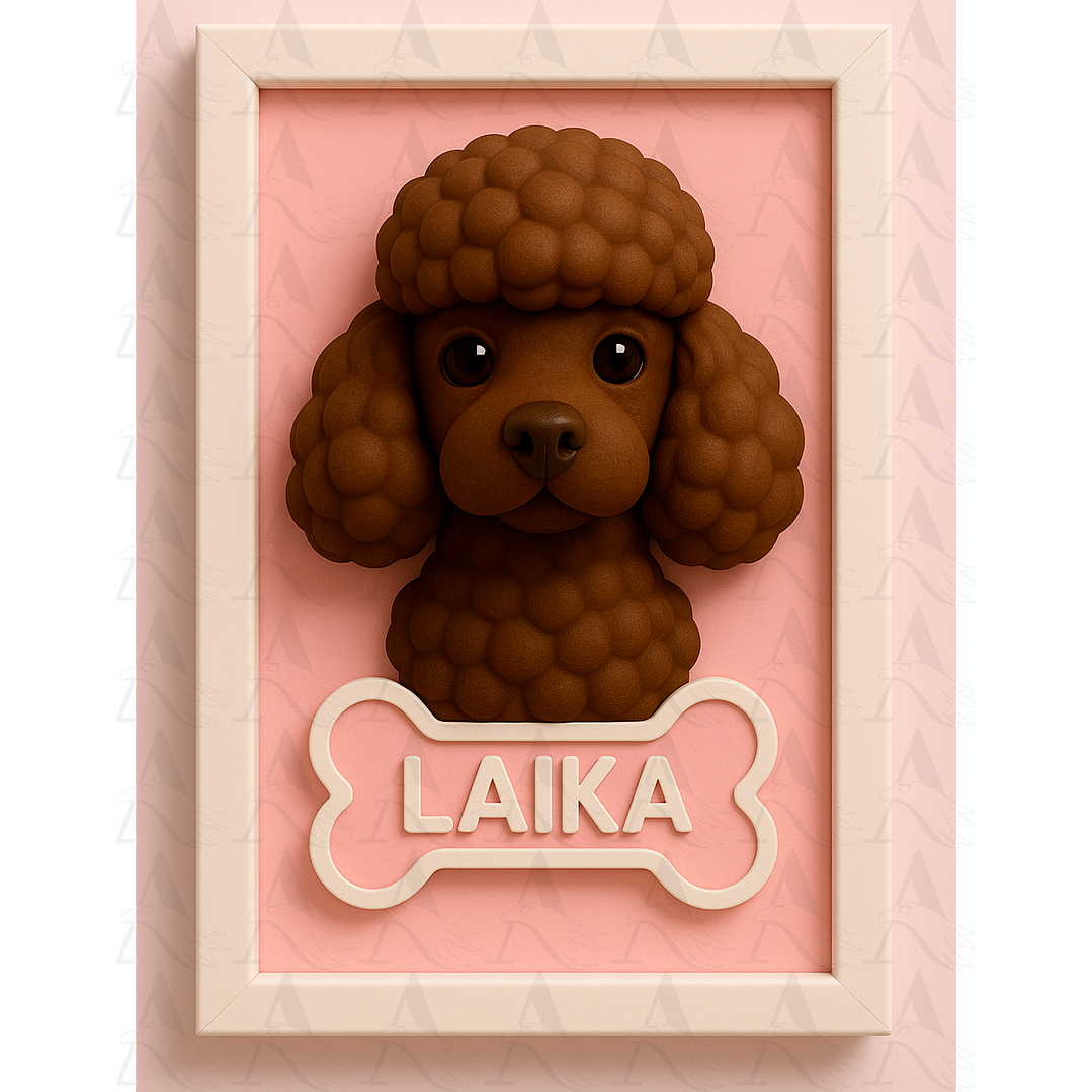 Cuadro Mascota Efecto 3D - Poodle 8