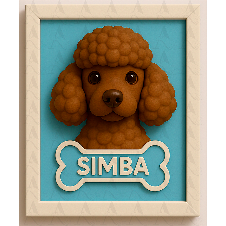 Cuadro Mascota Efecto 3D - Poodle 9