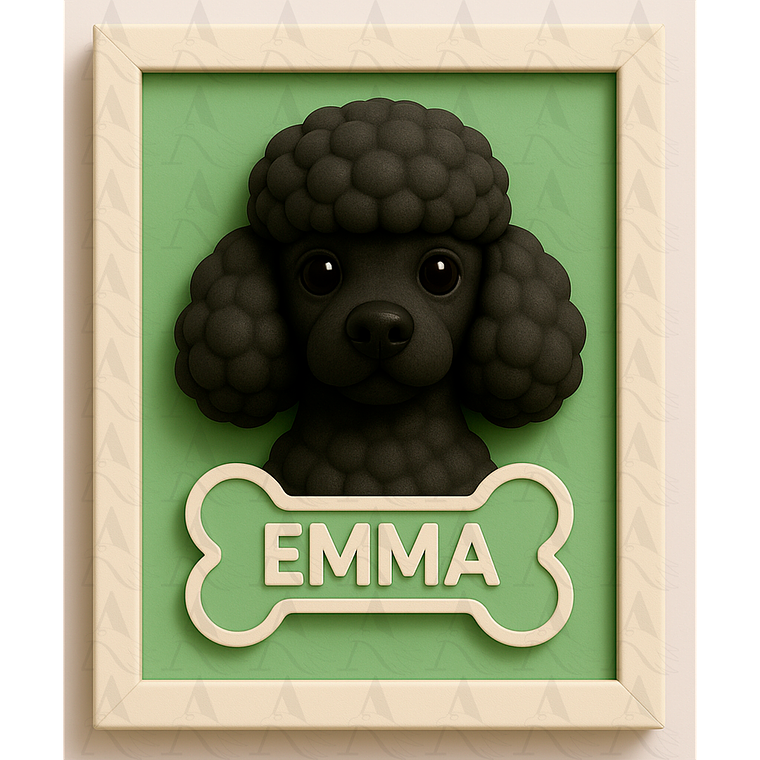 Cuadro Mascota Efecto 3D - Poodle 19