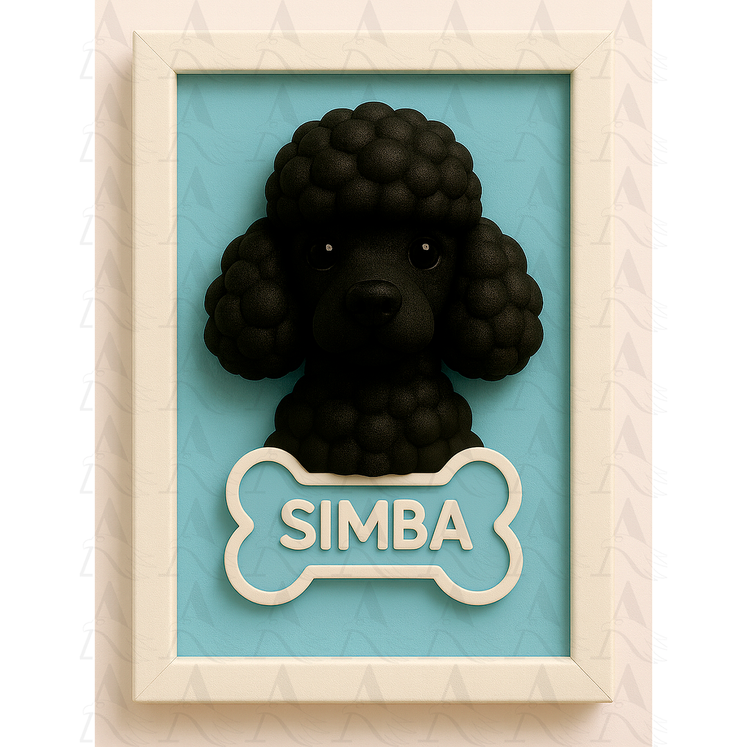 Cuadro Mascota Efecto 3D - Poodle 21