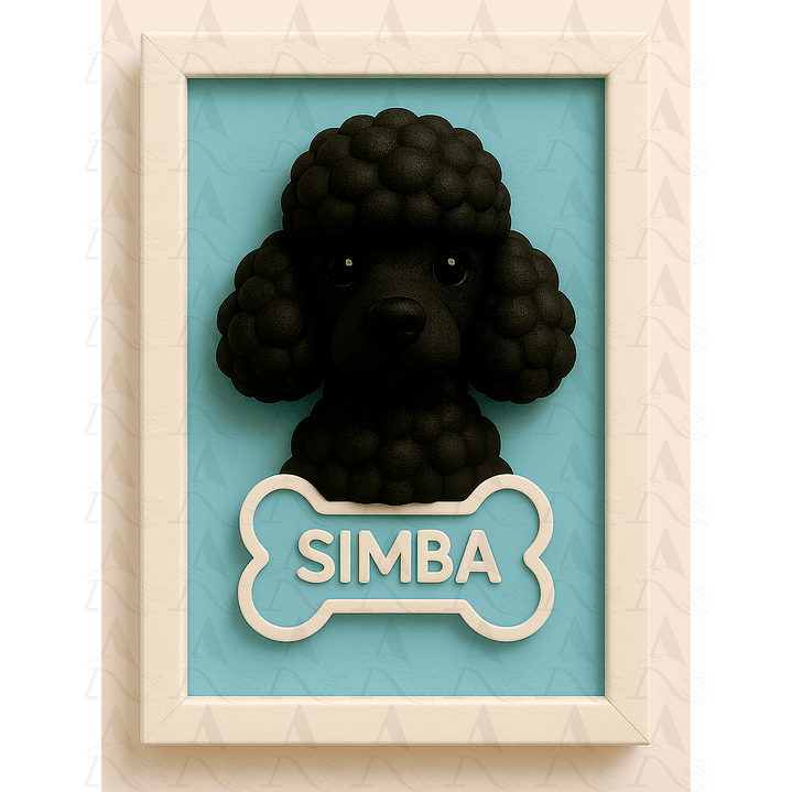 Cuadro Mascota Efecto 3D - Poodle 21