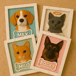 Cuadro Mascota Efecto 3D Personalizado