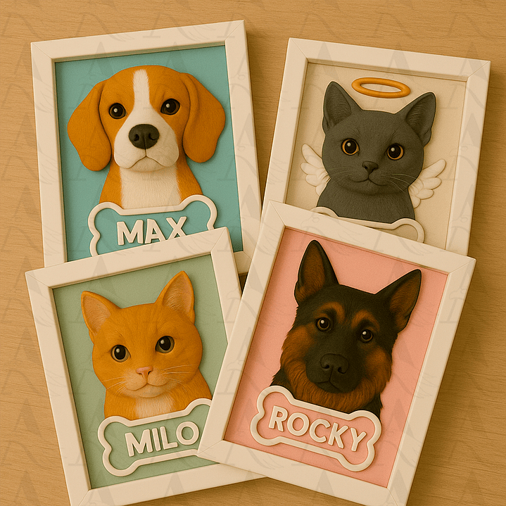 Cuadro Mascota Efecto 3D Personalizado 1