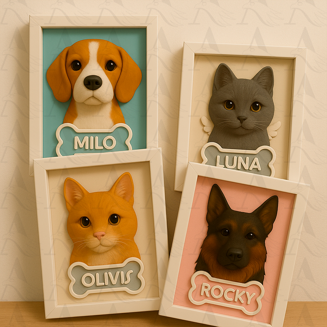 Cuadro Mascota Efecto 3D Personalizado 3