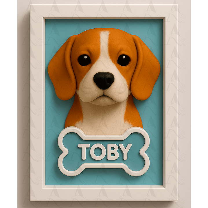 Cuadro Mascota Efecto 3D - Beagle 3