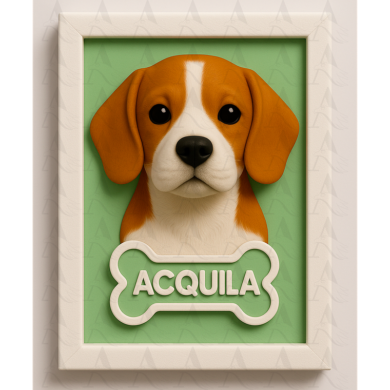 Cuadro Mascota Efecto 3D - Beagle 1