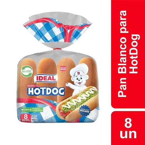 Pan Hot Dog Ideal 8un 480g